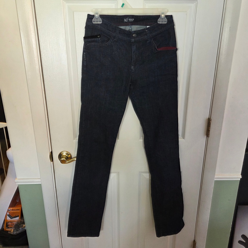 Armani Jeans Womens Indigo 010 Series Dark Wash Straight Leg Jeans Size 27 J852P